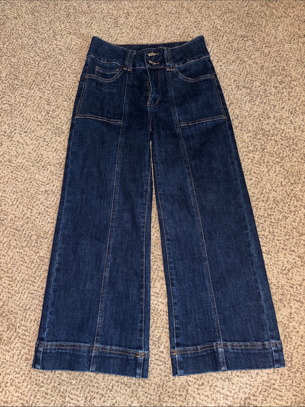 Boutique High-Rise Wide Leg Dark Blue Jeans for Women 27
